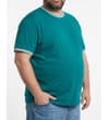 Thumbnail Teal contrast tipped T-shirt worn from a front angled view.